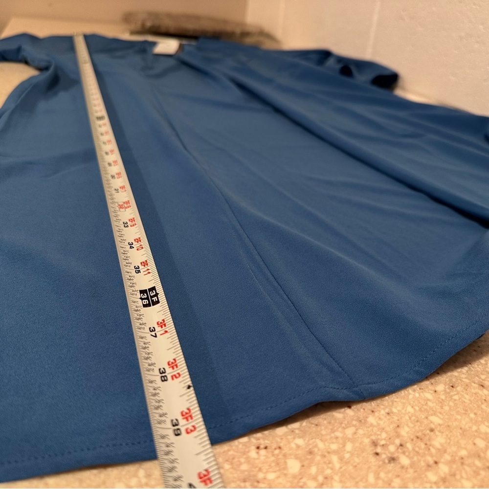J. Jill x Christian Siriano Flared-Sleeve Dress Blue Sea XL Draped Feminine NWT - Picture 8 of 15